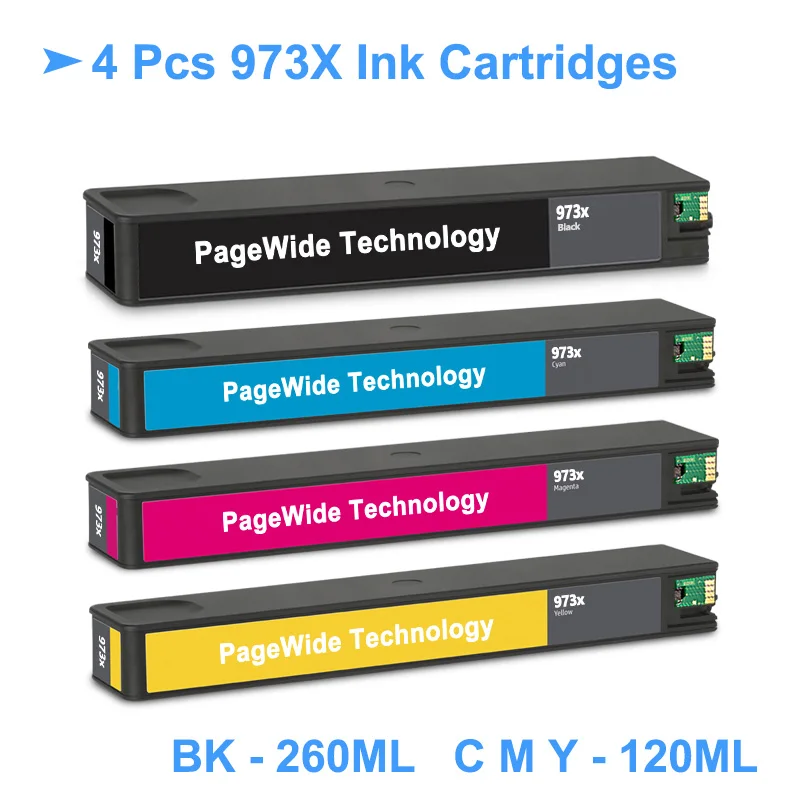 [Третьей вечерние бренд] для hp 973X 973XL сменный чернильный картридж для hp PageWide Pro 352dw 452dn 452dw 377dw 477dn 477dw 577dw - Цвет: 4PCS HP973X -K C M Y