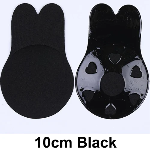 10 cm black Силиконовые накладки на соски, наклейки с заячьими ушками, пуш-ап бюстгальтер для женщин, самоклеющийся укороченный топ, невидимый бюстгальтер без бретелек, без черных косточек - Цвет: 10 cm black
