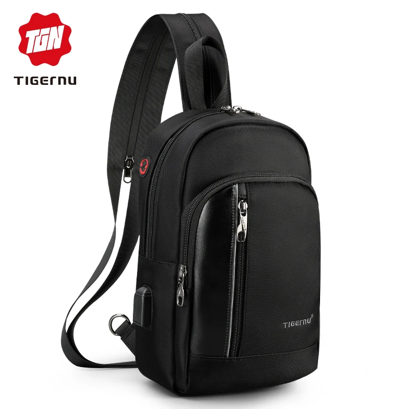 Tigernu, новинка, USB зарядка, водонепроницаемые нагрудные сумки для мужчин, для путешествий, женская сумка на плечо, модная, деловая, мужская сумка через плечо, слинг, фиолетовый