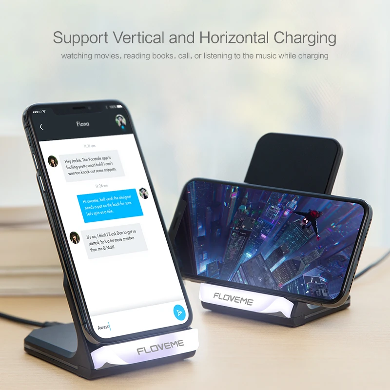 FLOVEME 10 Вт Беспроводное зарядное устройство для iPhone 8/X/8 Plus Беспроводная зарядка
