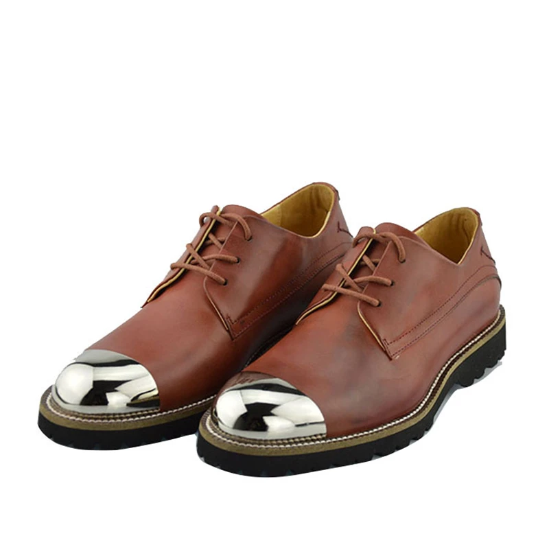 Новинка Мужская обувь из натуральной кожи Chaussure с металлическими наконечниками