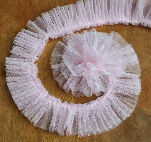 Pink 10 ярдов/партия, 10 доступен выбор цветов, тонкое кружевное платье из пряжи и тюля, детское платье, аксессуары для одежды, RS258 - Цвет: Pink