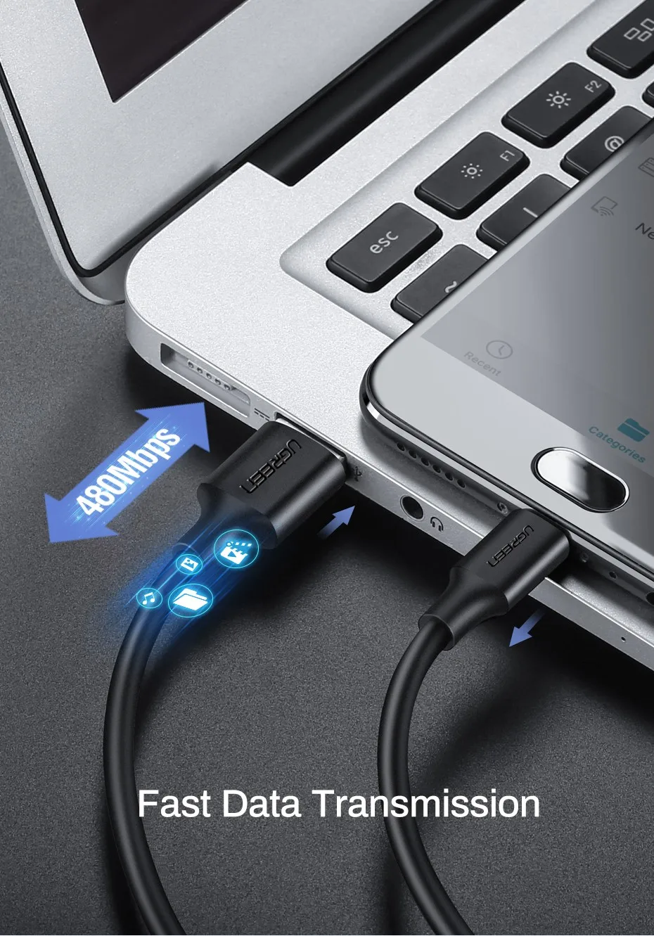 Ugreen кабель micro usb 3 m 2 m 1 m 5v2a зарядное устройство usb кабель для передачи данных для samsung htc huawei мобильный телефон кабели для android телефоны