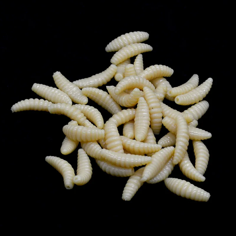50pcs Yellow Личинки для рыбалки приманки 50 шт./лот 2 см Силиконовые Моделирование запах личинка рыбальская приманка-личинка мягкие искусственные черви приманки - Цвет: 50pcs Yellow