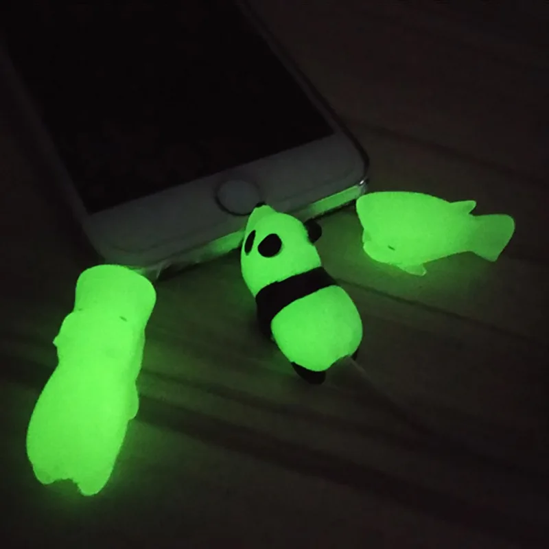 

10pcs Cable Winder Luminous Cartoon USB Charger Data Cable Cord Protector Charging line saver For iphone 8 7 6 USB cable protect