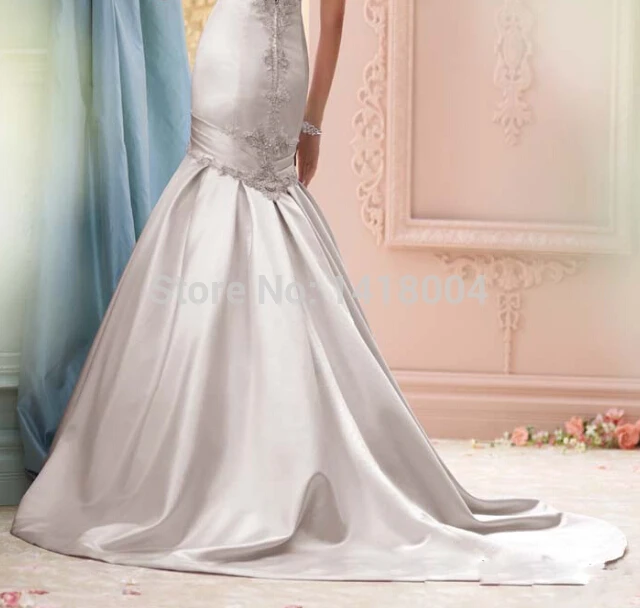 A-2015 new mermaid scoop neckline sheer wedding dresses see through lace crystals beaded vestidos bridal gowns | Свадьбы и торжества