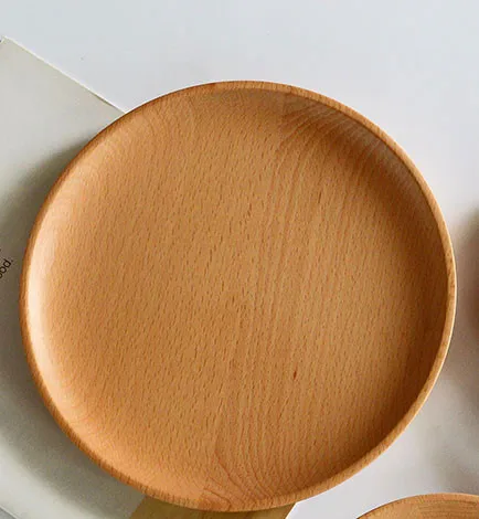 15x15x2cm Beech Круглые деревянные тарелки, поднос для торта, деревянная посуда, бытовая кухонная утварь, десертные блюда, сервировочные тарелки - Цвет: 15x15x2cm Beech