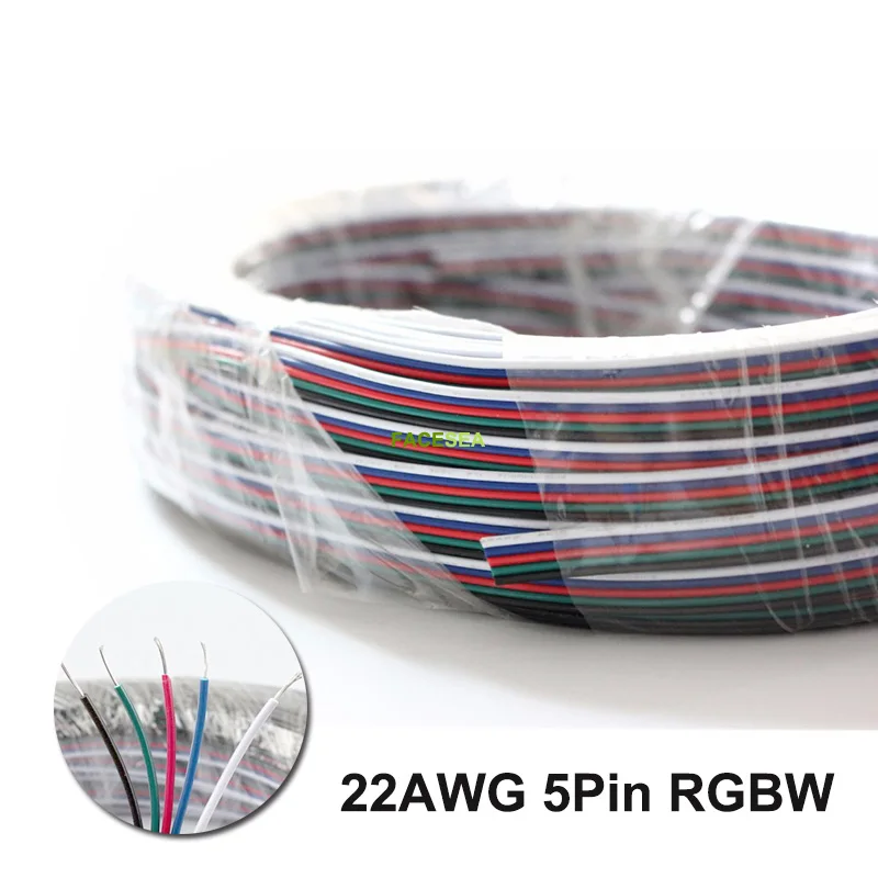 10m/20m/50m 2pin 3pin 4pin 5pin electrical Extension wire 22awg copper insulated Connector Cable For RGB LED Strip Tape | Обустройство