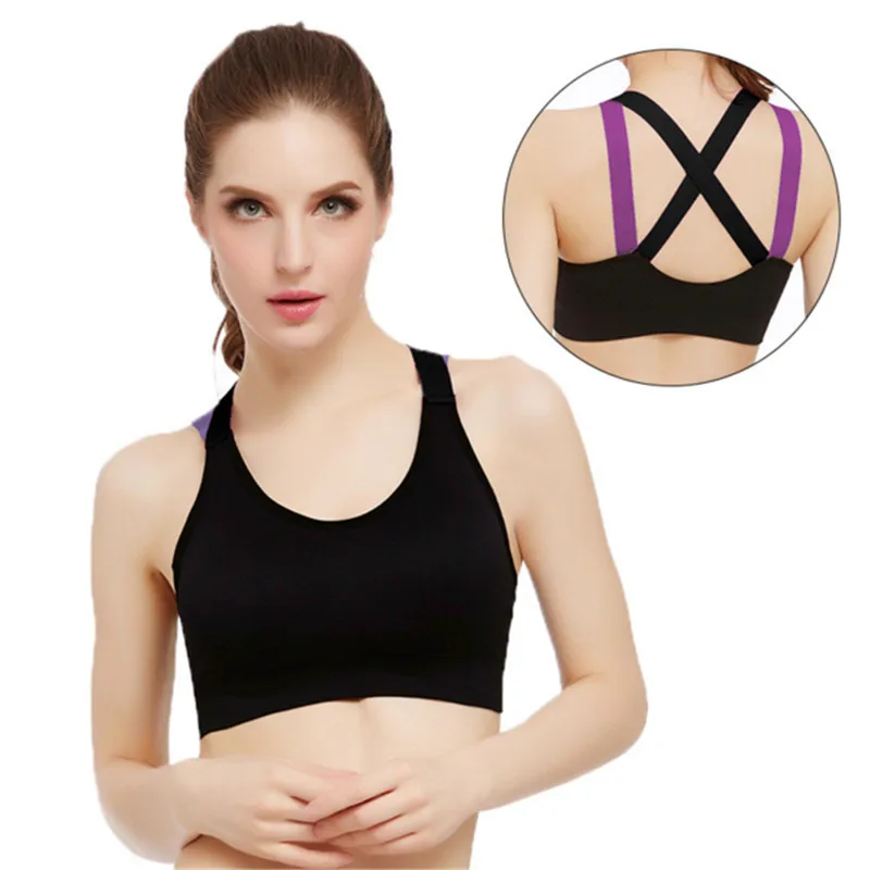 New Arrival Fitness Yoga Push Up Sports Bra Women's Training Breathable Padded Tank Athletic Vest Shockproof Back Cross Strap |