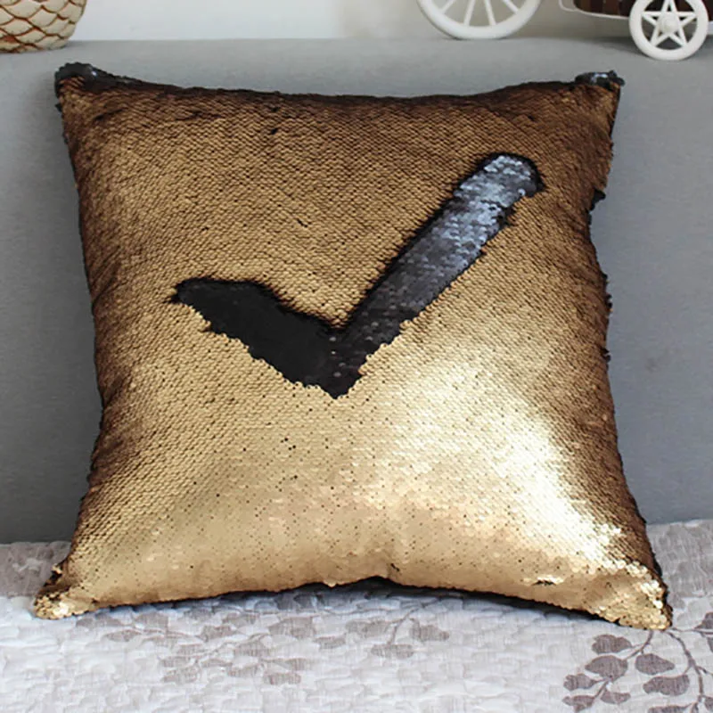 12Matt gold-black Подушка «Русалка» чехол Реверсивный DIY подушка со стразами чехол автомобильные декоративные подушки для дома для дивана декоративная Capa Almofada - Цвет: 12Matt gold-black
