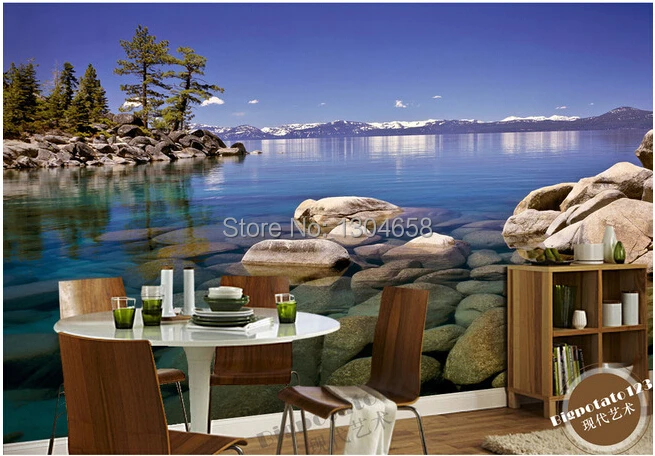 Фотообои на заказ обои с изображением дальних заснеженных гор лесных рифов