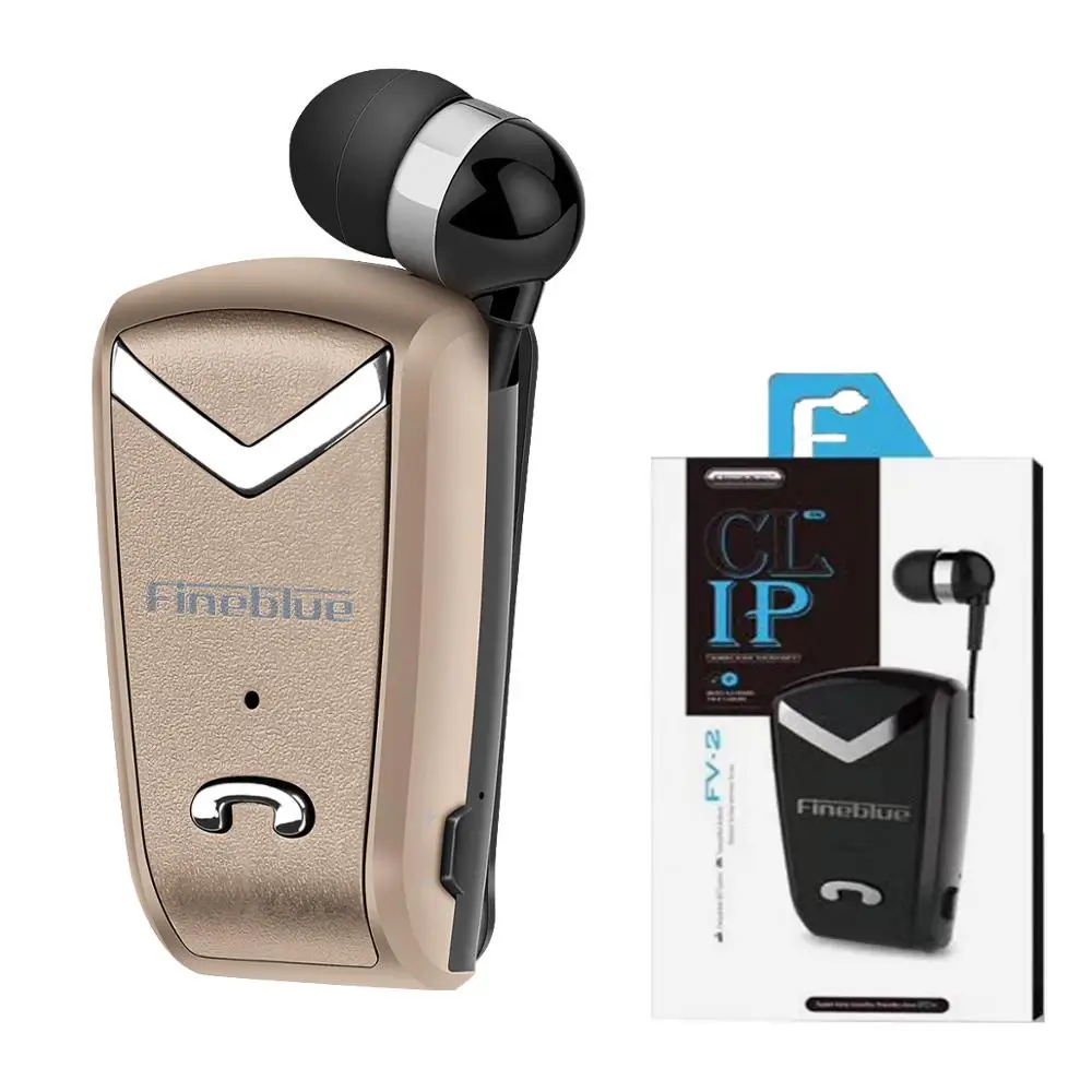 FineBlue F-V2 Bluetooth стерео гарнитура в деловом стиле выдвижной BT 4,0 голосовые подсказки беспроводные музыкальные наушники Xiaomi samsung - Цвет: gold with box