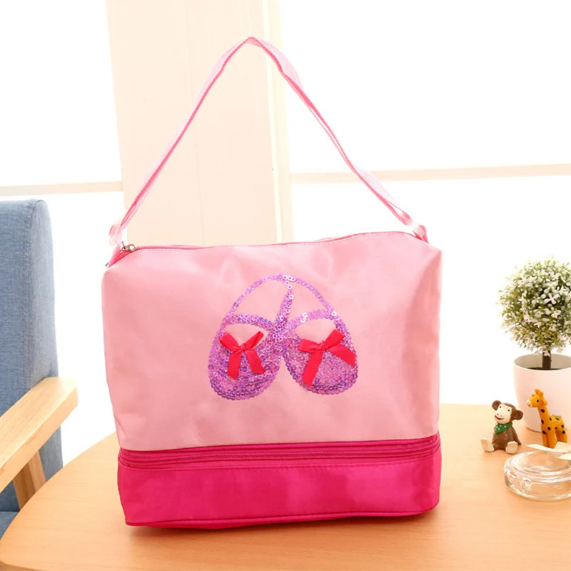 

Girls Balle Dance Bag Embroidered Sequin Pink Kawaii Dance Handbags Waterproof Canvas Princess Dance Bags For Children Kids 78