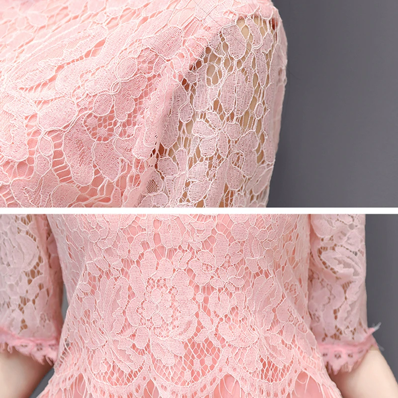 2017 Весна Для женщин Элегантный новый стиль свободный Половина рукавом Кружево