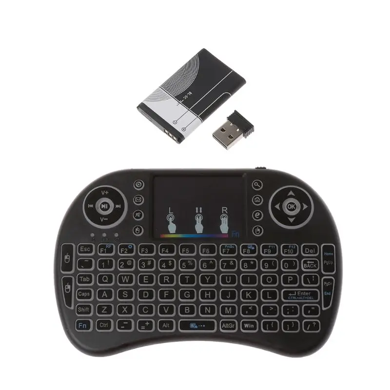 7 цветов с подсветкой i8 Беспроводная клавиатура 2,4 ГГц тачпад Fly Air mouse PC tv PS3