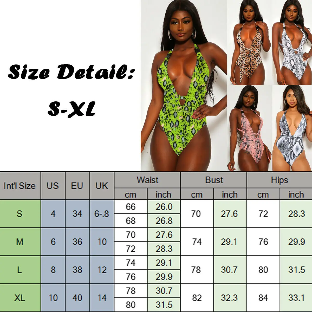 Women Halter Buckle Monokini Swimsuit Bathingsuit Swimwear Deep V Neck Beachwear One Piece | Спорт и развлечения
