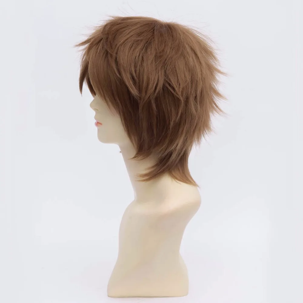 ECVTOP Anime HITMAN REBORN Cosplay wigs Sawada Tsunayoshi Brown 150g 12 inch Man/boy wig short |