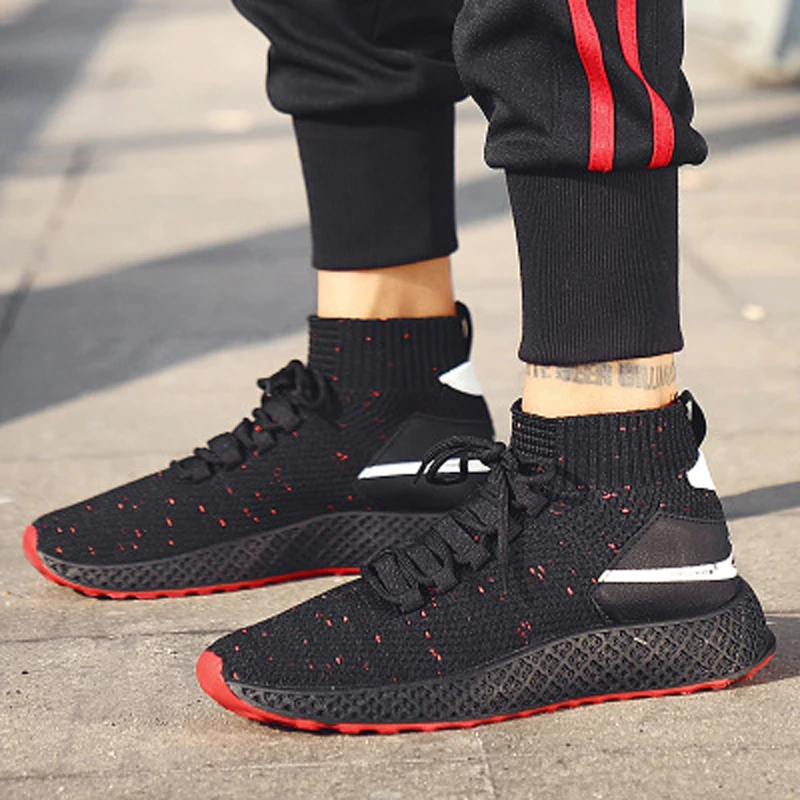 shoes 2018 Knit Men Sneakers Ankle guard Light Autumn Hip Hop High Sock Footwear Breathable Black Zapatillas Hombre Casual Shoes | Обувь