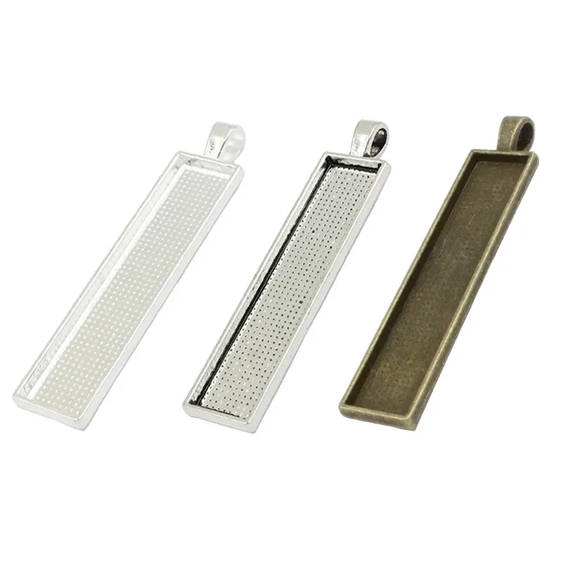 Fit 10x50mm Rectangular cabochons Pendant Tray Cameo/Glass/Cabochon Frame bezel Settings For DIY Making 5pcs/lot (K02943) | Украшения и