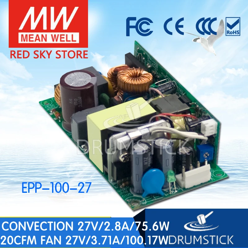 Бренд MEAN WELL представляет EPP 100 27 27В 2.8A meanwell 27V 75 6 W один Выход с PFC Функция|meanwell|27voutput |