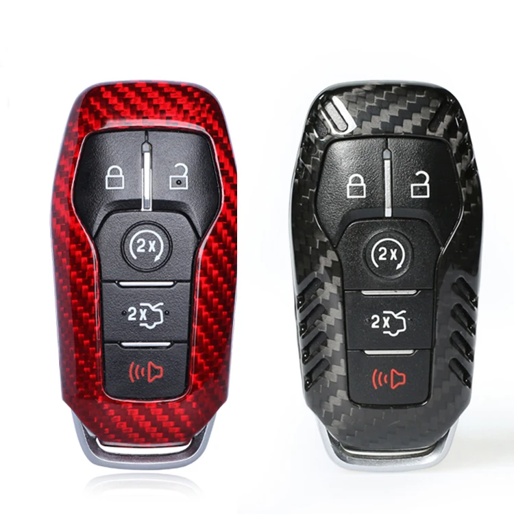 Женский чехол из углеродного волокна с 5 кнопками для Ford Mustang 2015 2016 2017|key fob holder|remote