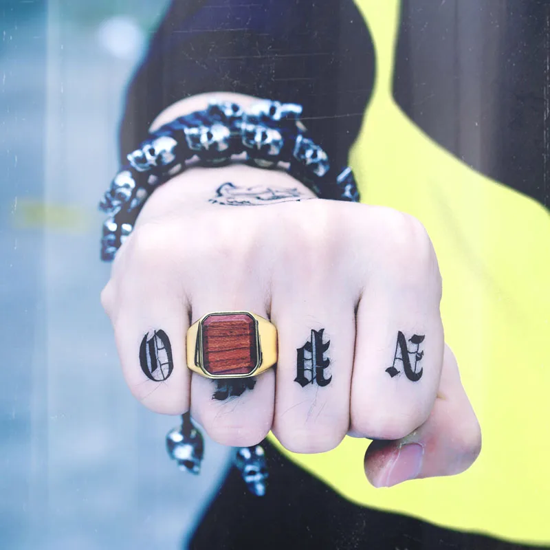 gold colour Байер 316L Нержавеющая сталь diy шпон из красного дерева для мужчин и женщин свадебные модные крутые ювелирные кольца LR588 - Цвет основного камня: gold colour