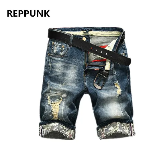 Новинка 2017 большие размеры мужские джинсовые шорты с дырками Летние