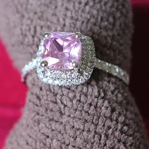 Романтическая 2 карат розовая подушка с синтетическим бриллиантом для женщин S925