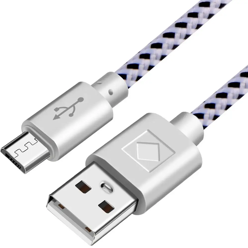 Нейлоновый Кабель Micro-USB в оплетке 1 м 2 м 3 м Быстрая Зарядка Синхронизация данных USB кабель зарядного устройства для samsung Xiaomi таблетки кабели для мобильных телефонов - Цвет: White