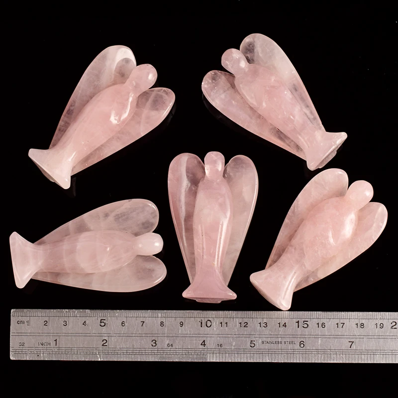 3 дюймовые фигурки ангелов из натурального розового кварца миниатюрные статуи