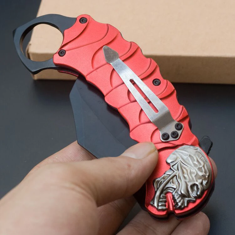Karambit нож складной с красной ручкой EDC инструмент открытый тактический для