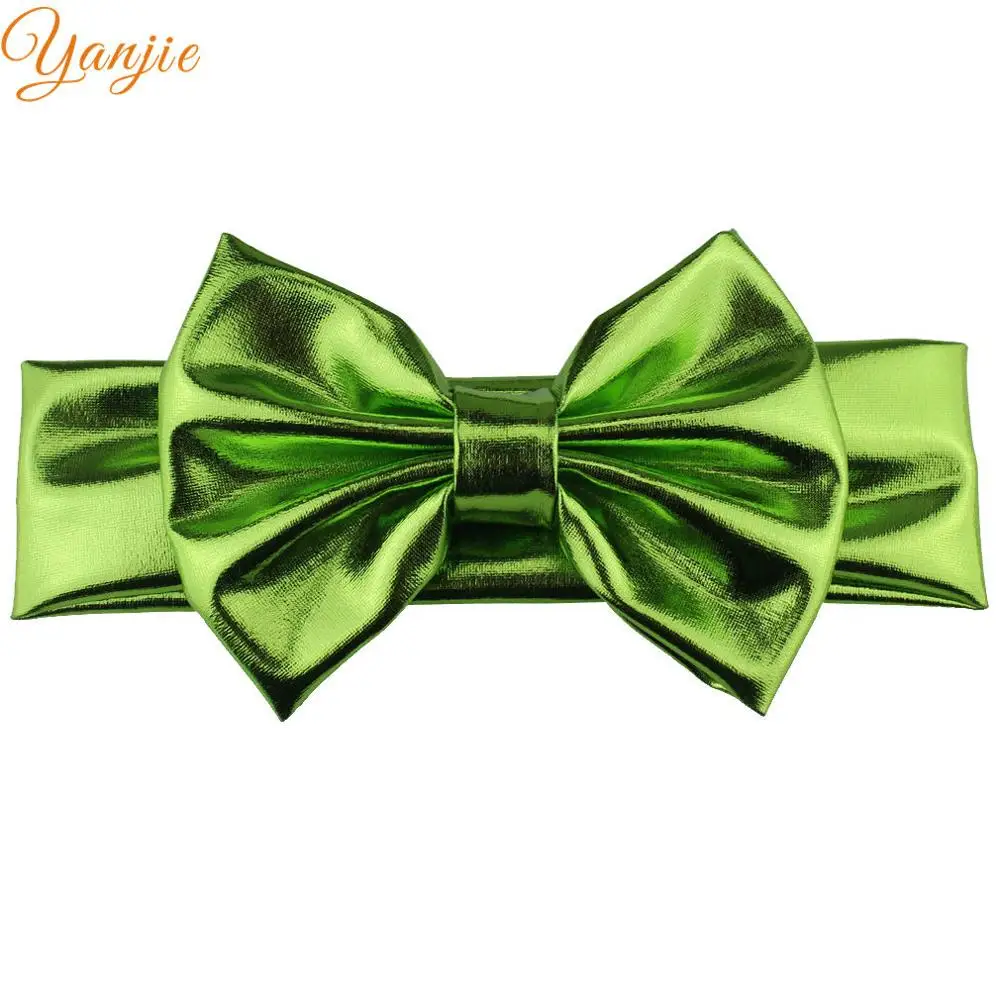 " большой блеск металлический грязный лук оголовье hair bows девочек и малышей блестки лук ободки для девочки diy аксессуары для волос резинки для волос повязка на голову резинка провод повязки для девочек - Цвет: lime