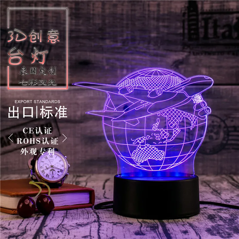 3D Led Novety Lighting Creative Gift Night Light Table Lamp Airplane Earth Light Led Home Corridor Hotel Party Atmosphere Lights