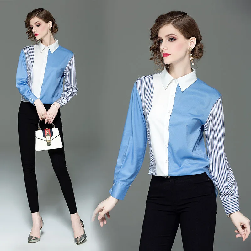 Женская блузка-рубашка в полоску с рисунком | одежда