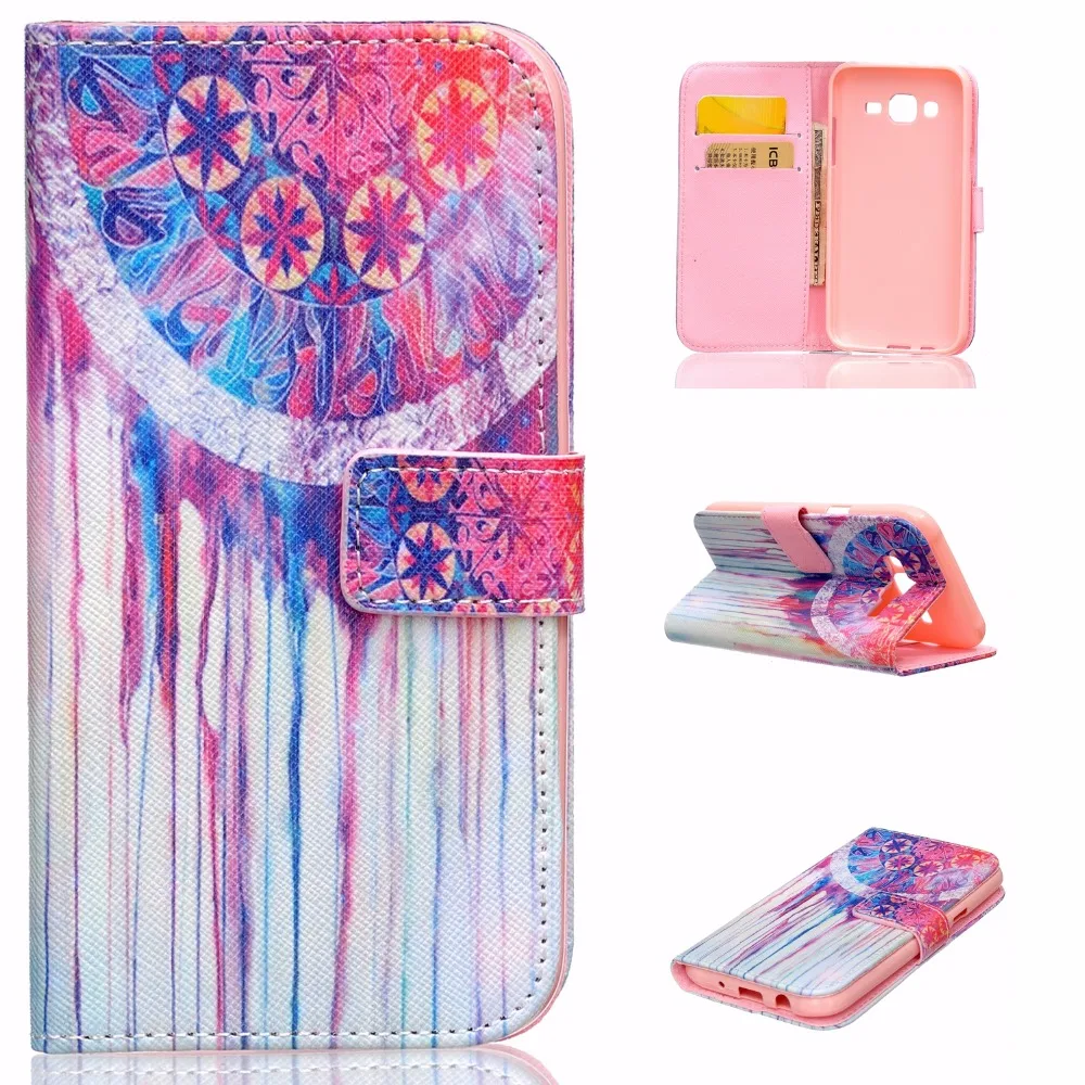 Красочные Картины Шаблон PU Кожаный Бумажник Стенд Флип Чехол Сумка Для Samsung Galaxy J5