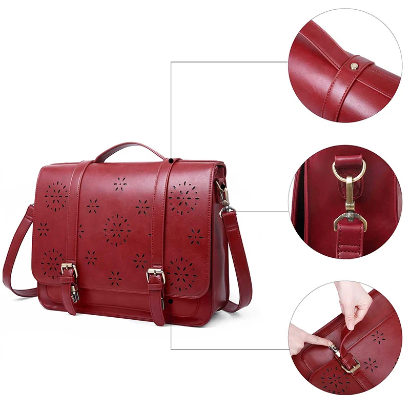 Сумка мессенджер ECOSUSI женская из искусственной кожи 15 3 дюйма|leather shoulder bag|designer
