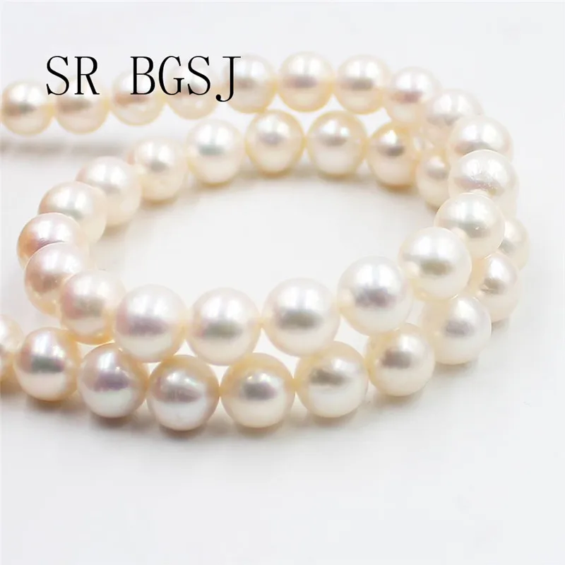Free Shipping 9-10mm High Quality 5A Grade White Natural Freshwater Round Pearl DIY Beads Strand 15&quot | Украшения и аксессуары