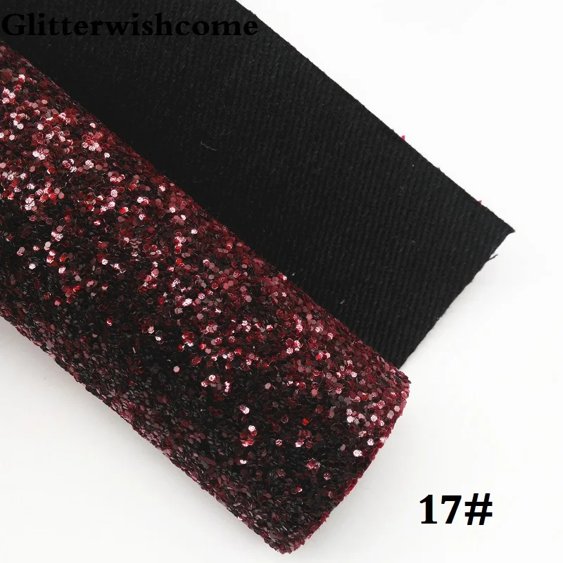 17 Glitterwishcome 21X29 см A4 размер винил для бантов, сверкающий толстый блеск кожа ткань винил для бантов, GM098A - Цвет: 17