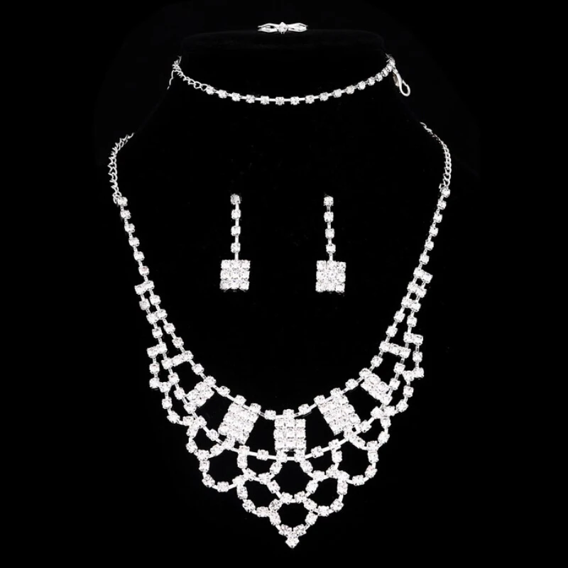 Женский комплект ювелирных изделий на свадьбу подвеска чокер ожерелье/серьги 4