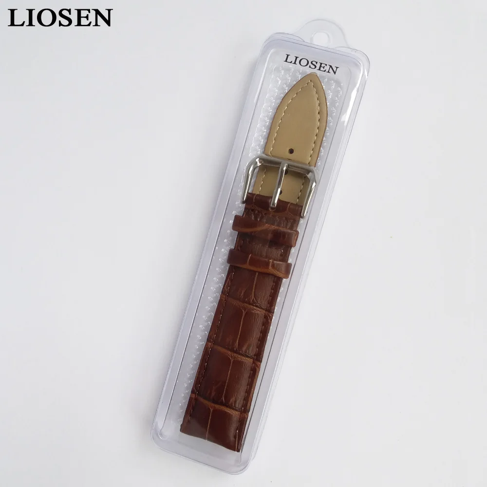 Ремешок для часов LIOSEN из натуральной кожи коричневый браслет с пряжкой