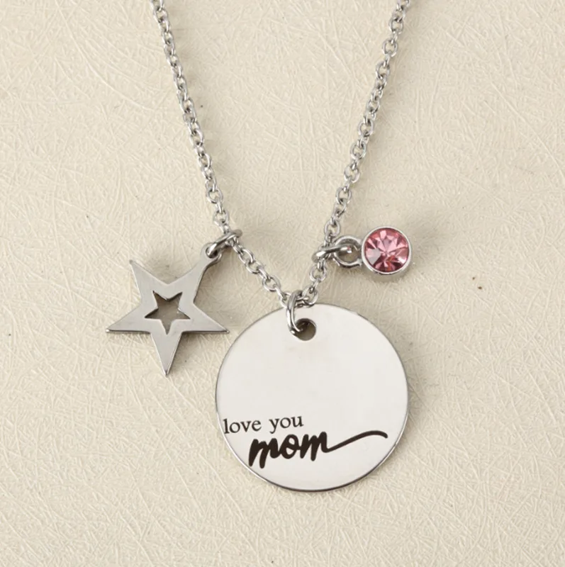 10 шт. модные украшения из нержавеющей стали &quotLove you mom&quot Письмо звезда ожерелье