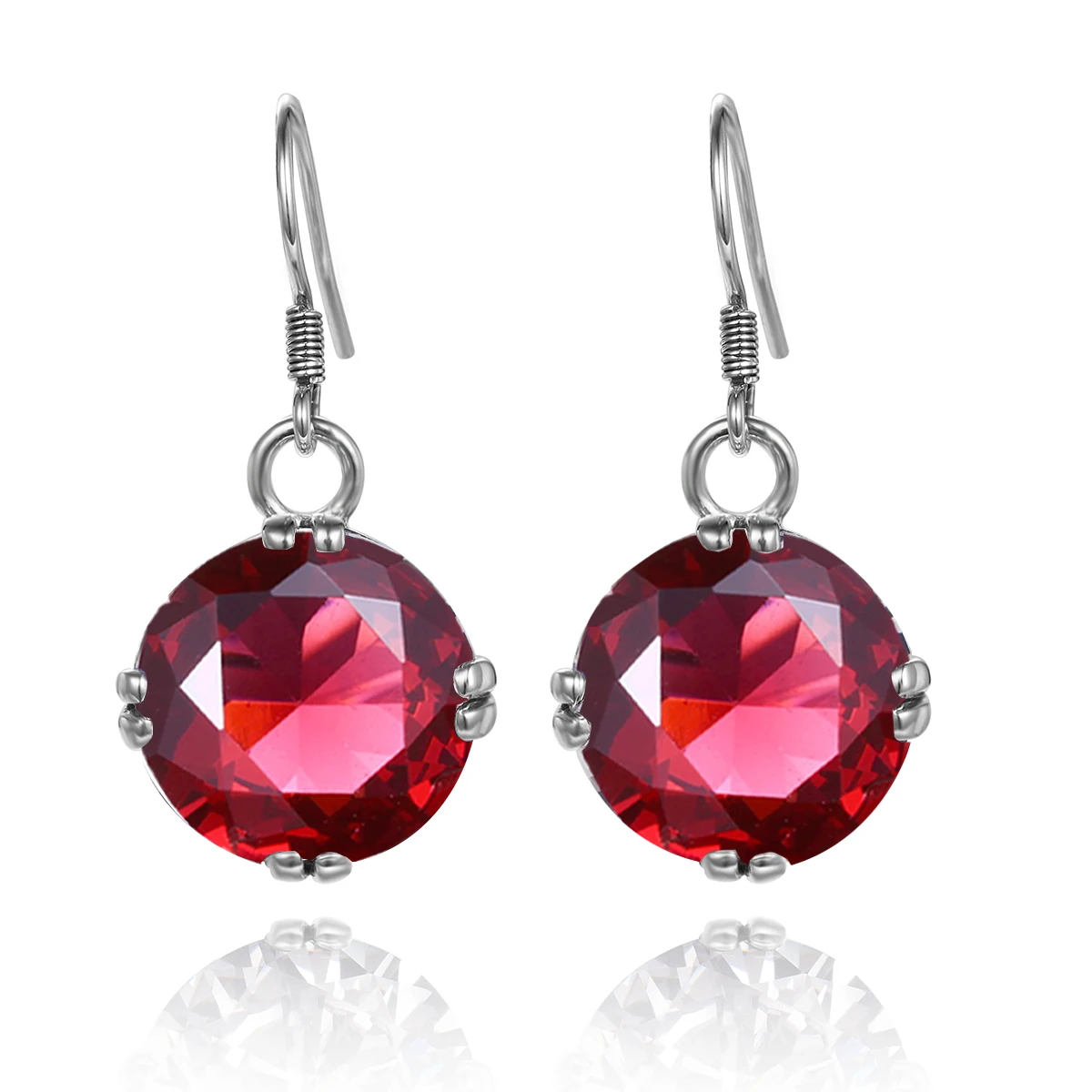 

925 Sterling Silver Eardrops Women Wedding Party Jewelry Earrings Created Ruby Sapphire Stone Lady Drop Earrings Bridal Jewelry