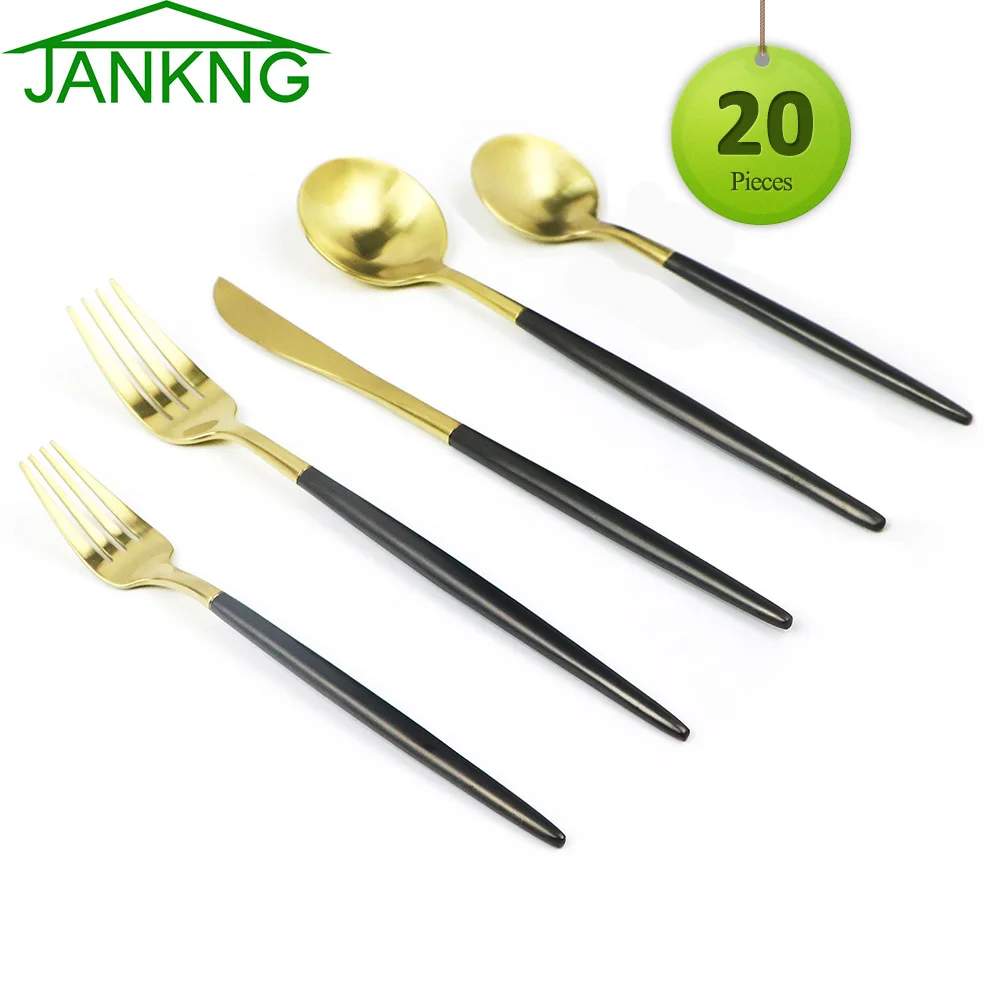 Набор столовых приборов JANKNG из 20 предметов 4 розовые золотые черные столовые