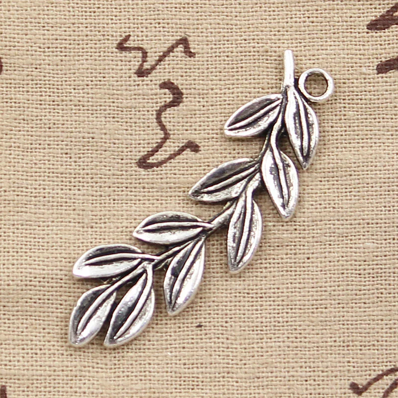 5pcs Charms Olive Branch Wreath 52x23mm Antique Silver Color Plated Pendants Making DIY Handmade Tibetan Finding Jewelry
