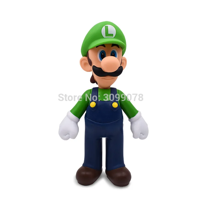 DONKEY KONG Super Mario Bros Боузер Луиджи Купа Йоши Марио машина жаба, в форме персика принцесса Одиссея ПВХ фигурка модель куклы игрушки - Цвет: 23cm Luigi no box