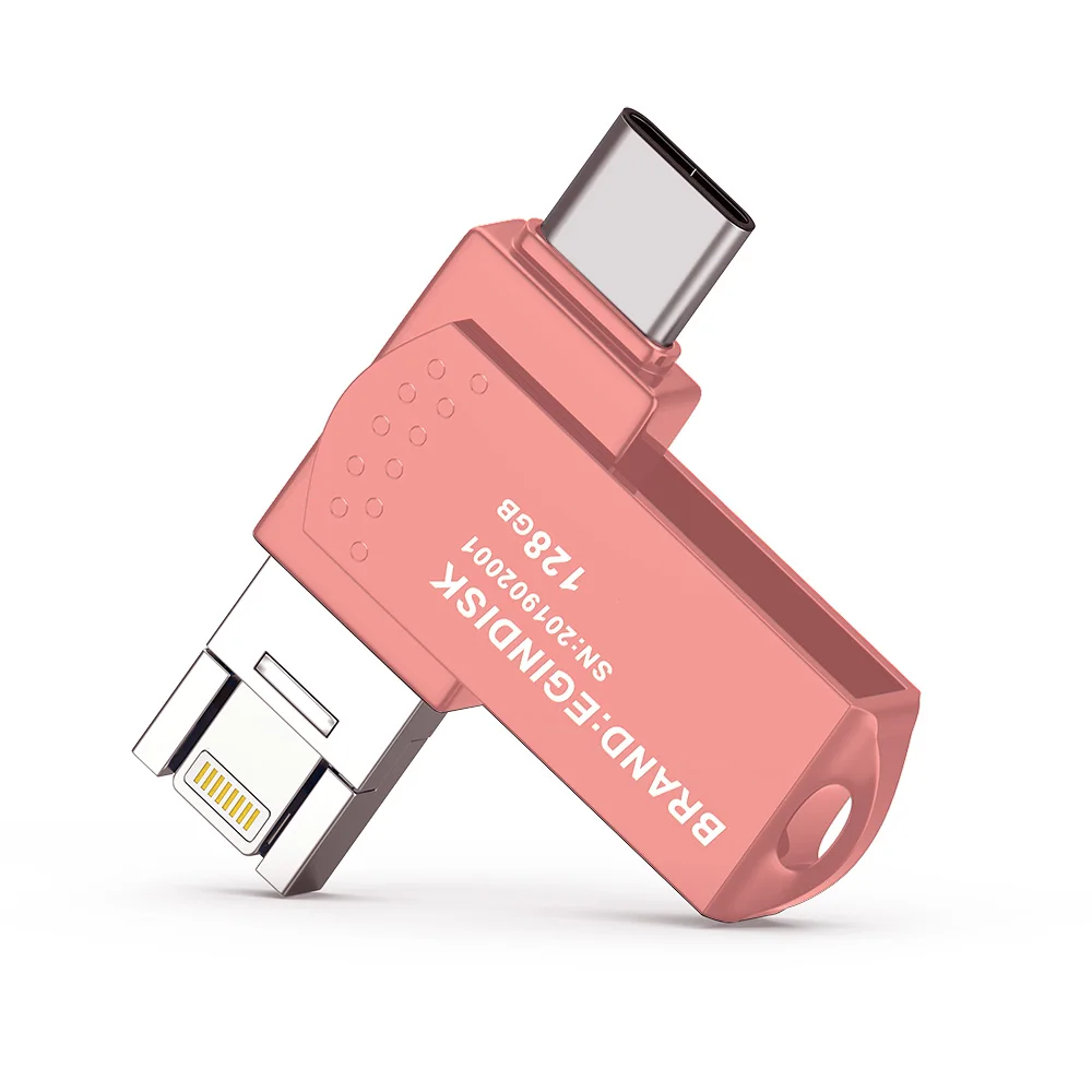 Usb флеш-накопитель type c для iOS/Android с флеш-накопителем Lightning/type c/usb для iPhone 6 6 S 6 P 7 7 S 7 P 8 8 P X XS XR Otg флэш-диск - Цвет: Rose Gold