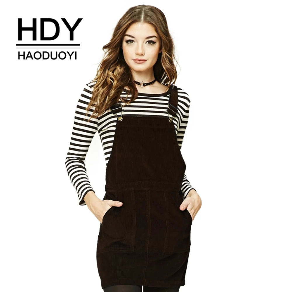 Haoduoyi HDY хлопок вельвет оснастки ремень Для женщин юбки на подтяжках передний карман Высокая Талия сзади крест галстук Повседневное сладкий юбки
