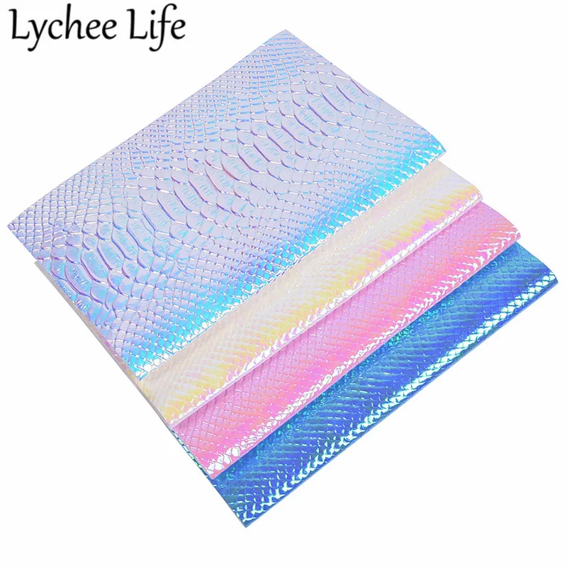 Lychee Life цветная крокодиловая кожа радужная искусственная 29x21 см ткань сделай сам