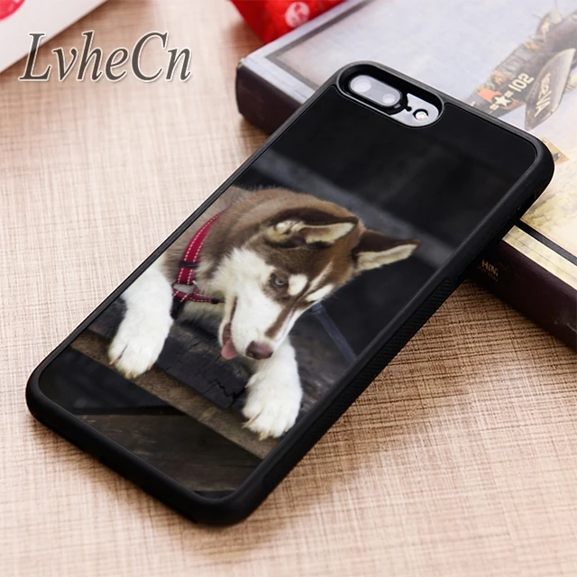 Красивый Коричневый чехол LvheCn с щенком Хаски для iPhone 5 6 6s 7 8 plus X XR XS max 11 12 Pro Samsung Galaxy