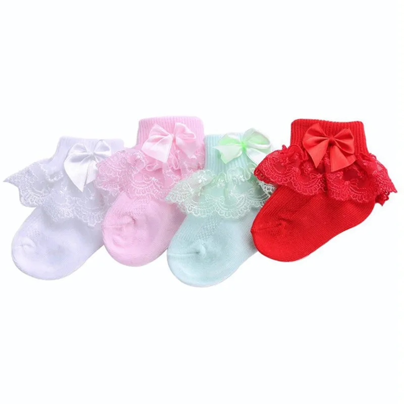 

4 Pairs/lot Spring Summer Newborn Cotton Baby Socks Lace Princess Combed Cotton Socks for Baby Infant Baby Girls Socks 0-2 Year